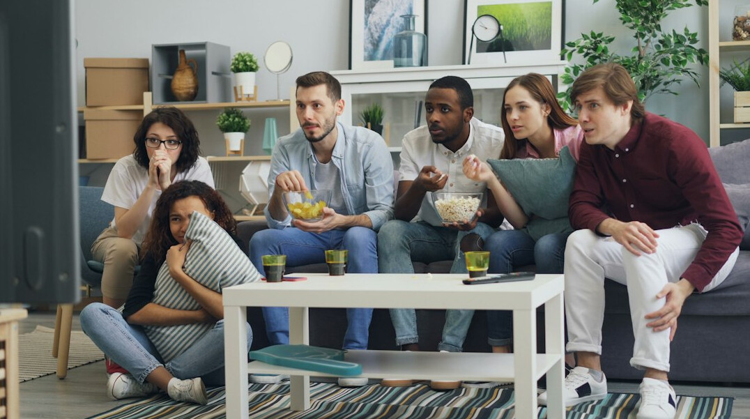 family watching tv